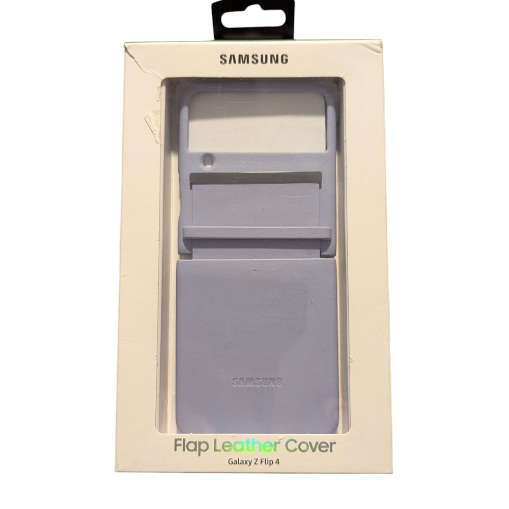 E4. Samsung Flap Leather Cover for Samsung Galaxy Z Flip4 Protective Case Purple